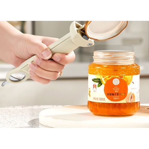 Stainless Steel Adjustable Cap Screwer,Multifunctional Retractable Bottle Opener, Magnetic Can Opener, Multi Kitchen Tool for Jelly Jars, Wine, Beer and Other (Off White)