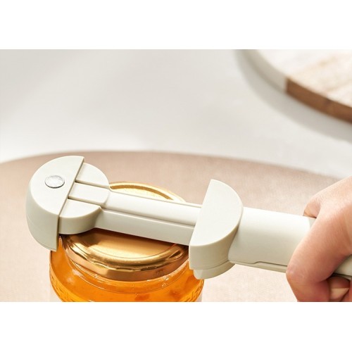 Stainless Steel Adjustable Cap Screwer,Multifunctional Retractable Bottle Opener, Magnetic Can Opener, Multi Kitchen Tool for Jelly Jars, Wine, Beer and Other (Off White)