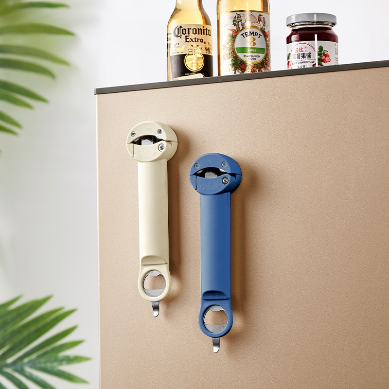 Stainless Steel Adjustable Cap Screwer,Multifunctional Retractable Bottle Opener, Magnetic Can Opener, Multi Kitchen Tool for Jelly Jars, Wine, Beer and Other (Off White) 