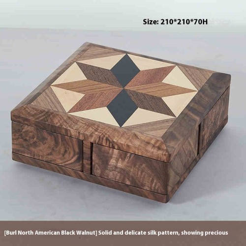 Creative four-leaf solid wood jewelry box