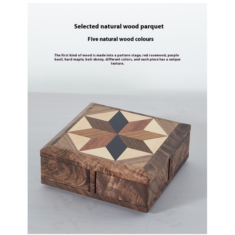 Creative four-leaf solid wood jewelry box 