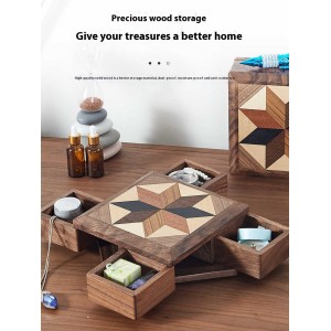 Creative four-leaf solid wood jewelry box 