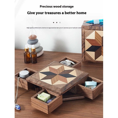 Creative four-leaf solid wood jewelry box