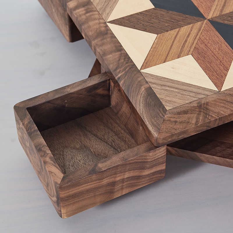 Creative four-leaf solid wood jewelry box 