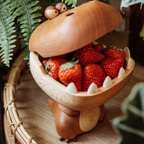 Handmade wooden large-mouthed dragon ornament knick-knack