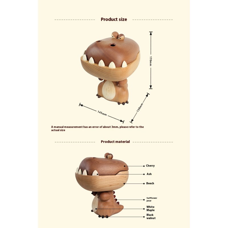 Handmade wooden large-mouthed dragon ornament knick-knack 