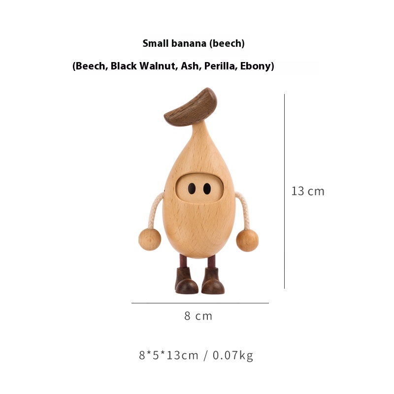 Cute banana creative ornaments made of solid wood 