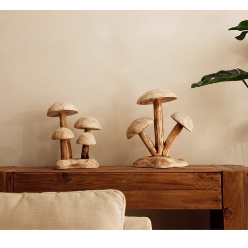 Wooden mushroom floor ornaments
