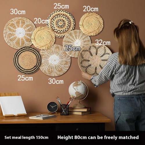 Hand-woven straw rattan wall hangings