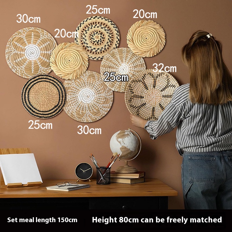 Hand-woven straw rattan wall hangings 