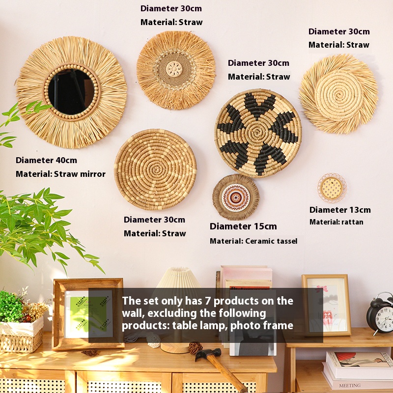 Hand-woven straw rattan wall hangings 