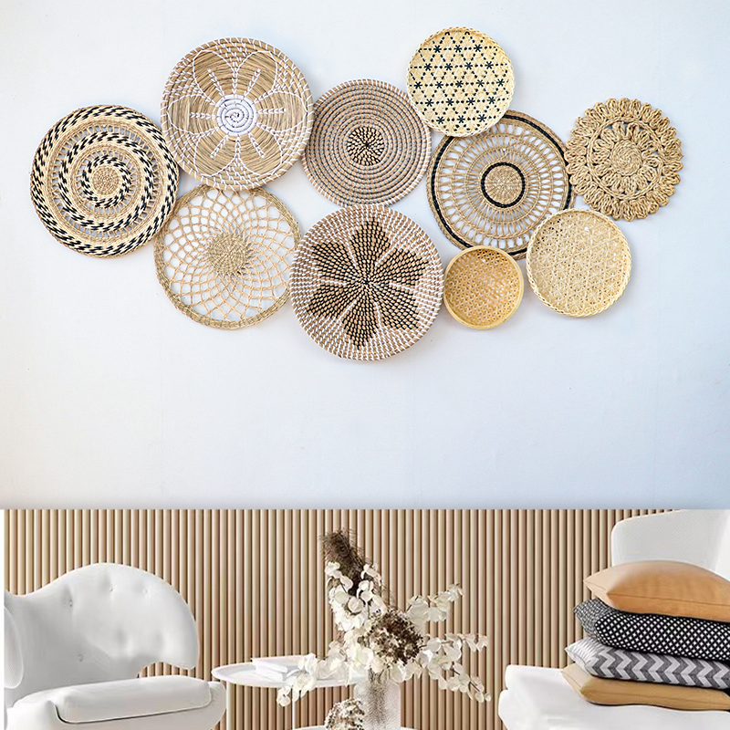 Hand-woven straw rattan wall hangings 