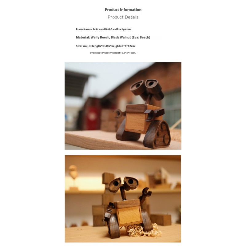 Creative solid wood robot Vali Eva ornaments 