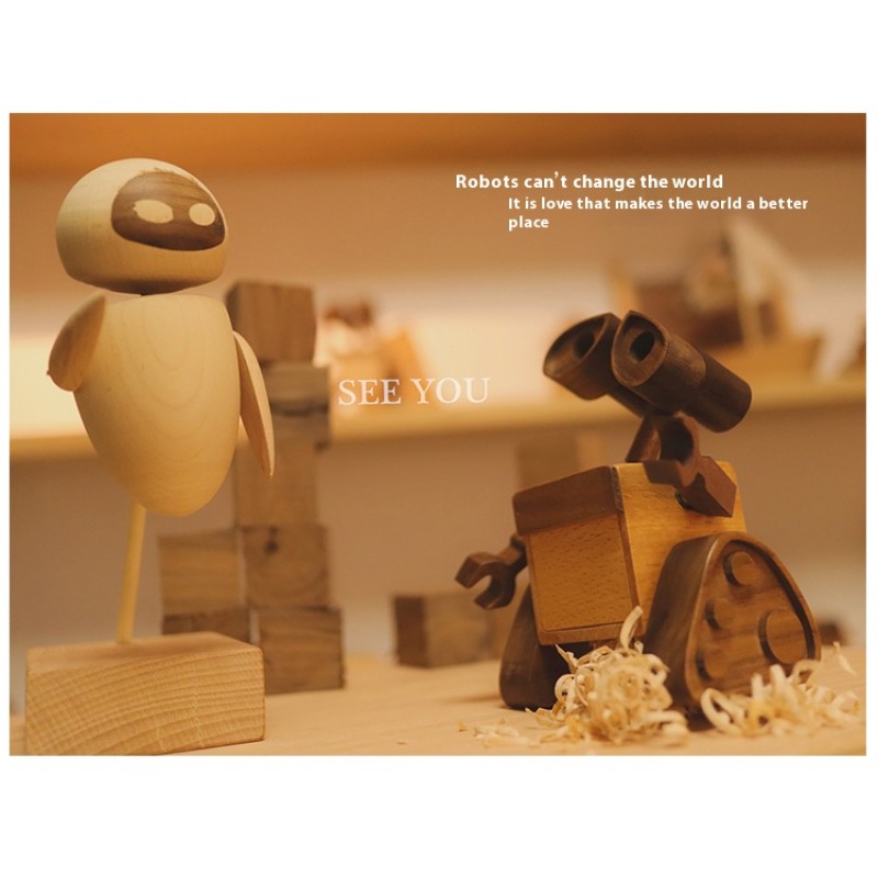 Creative solid wood robot Vali Eva ornaments 