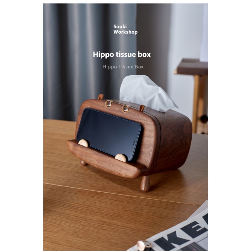 Creative solid wood drawer napkin box 