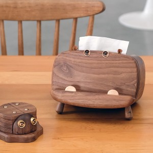 Creative solid wood drawer napkin box 