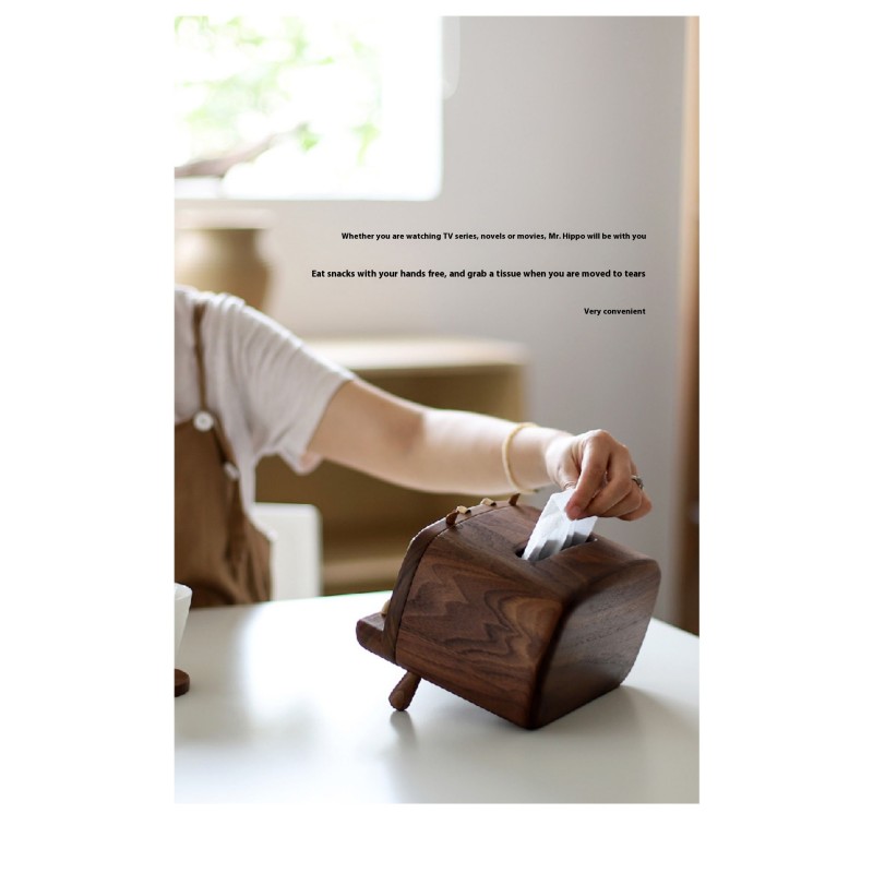 Creative solid wood drawer napkin box 