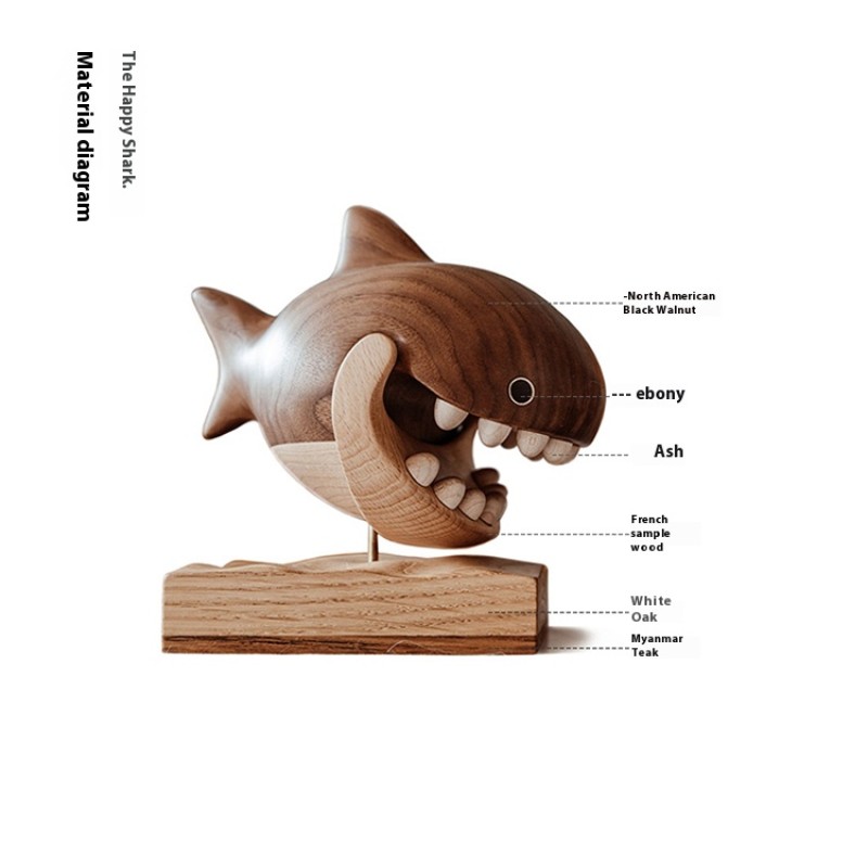 Handmade solid wood shark tooth box 